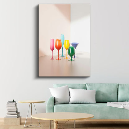 Renkli Bardaklar - Minimalist Kokteyl Koleksiyonu Kanvas Tablo