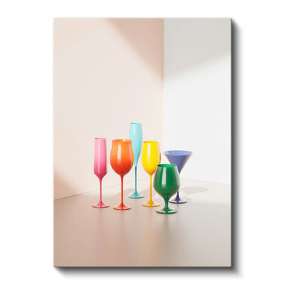 Renkli Bardaklar - Minimalist Kokteyl Koleksiyonu Kanvas Tablo