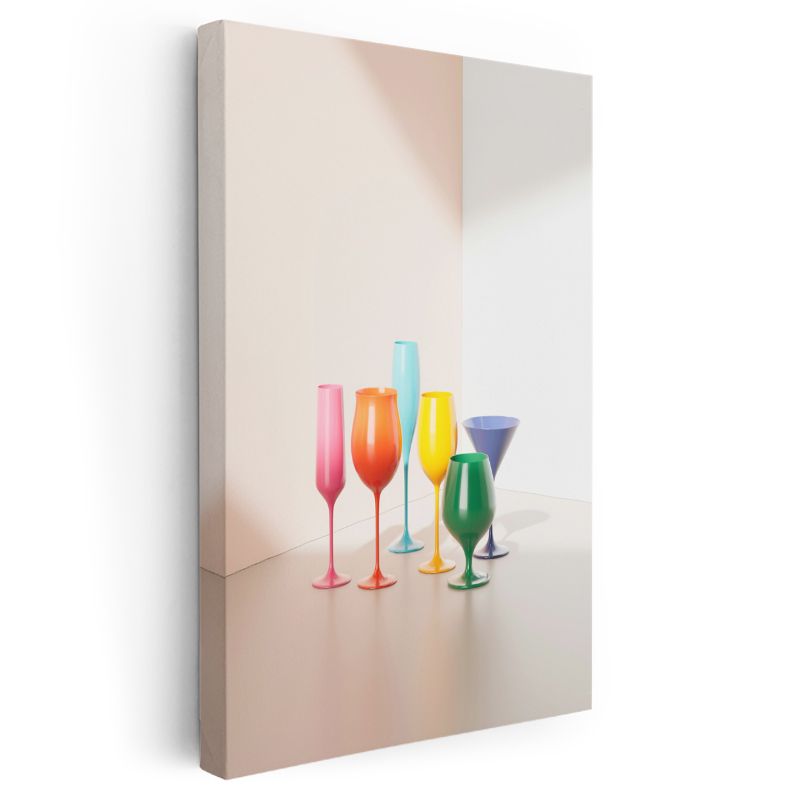 Renkli Bardaklar - Minimalist Kokteyl Koleksiyonu Kanvas Tablo