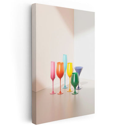 Renkli Bardaklar - Minimalist Kokteyl Koleksiyonu Kanvas Tablo