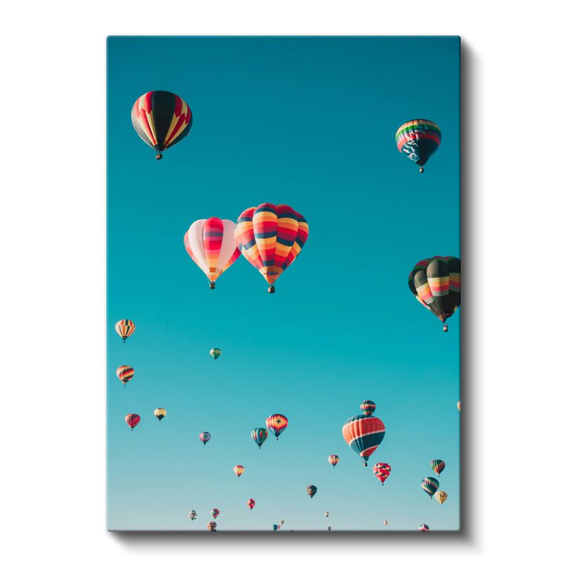 Sıcak Hava Balonları - Turkuaz Gökyüzünde Renkli Festival Kanvas Tablo