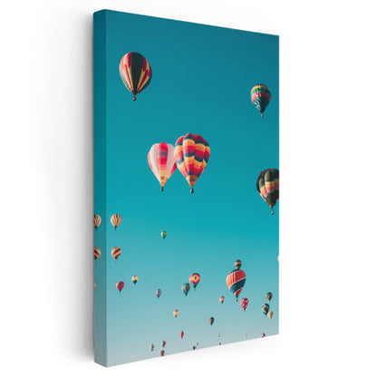 Sıcak Hava Balonları - Turkuaz Gökyüzünde Renkli Festival Kanvas Tablo