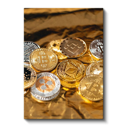 Kripto Paralar - Bitcoin ve Altcoin Koleksiyonu Kanvas Tablo