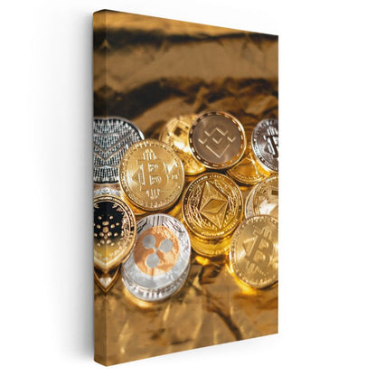 Kripto Paralar - Bitcoin ve Altcoin Koleksiyonu Kanvas Tablo