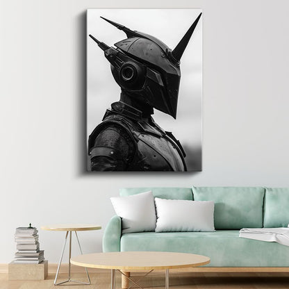 Futuristik Savaşçı - Siyah Zırh Detaylı Kanvas Tablo