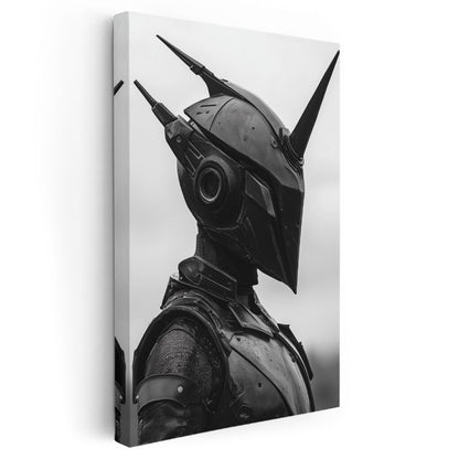 Futuristik Savaşçı - Siyah Zırh Detaylı Kanvas Tablo