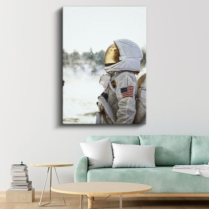 Uzay Kaşifi - Altın Vizörlü Astronot Kanvas Tablo