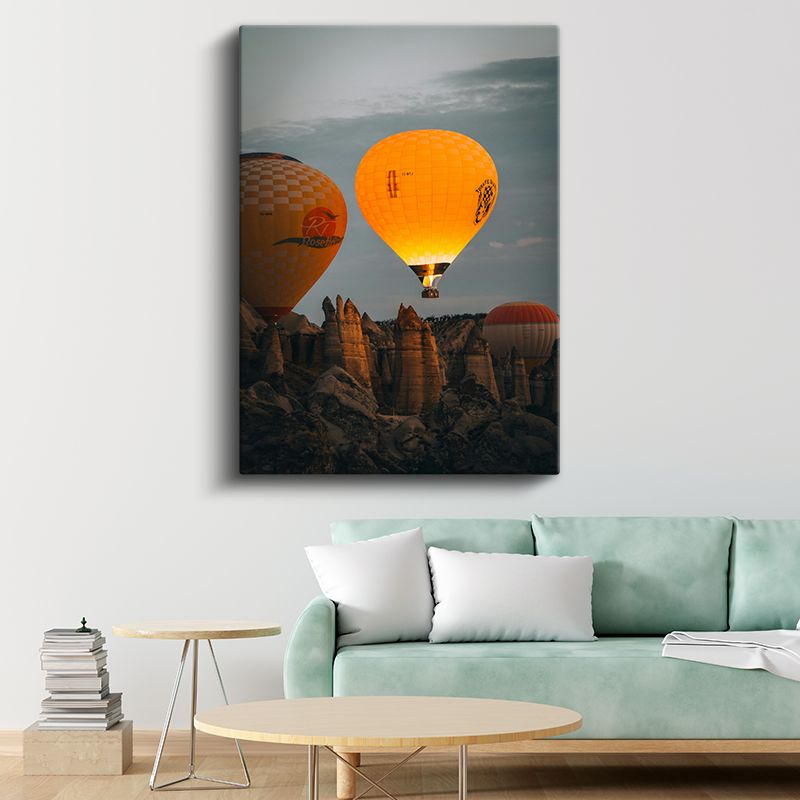 Kapadokya'nın Büyüsü - Turuncu Sıcak Hava Balonları Kanvas Tablo