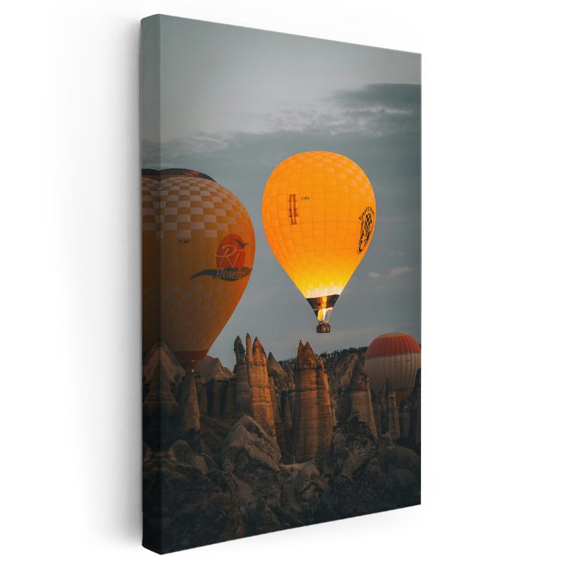 Kapadokya'nın Büyüsü - Turuncu Sıcak Hava Balonları Kanvas Tablo