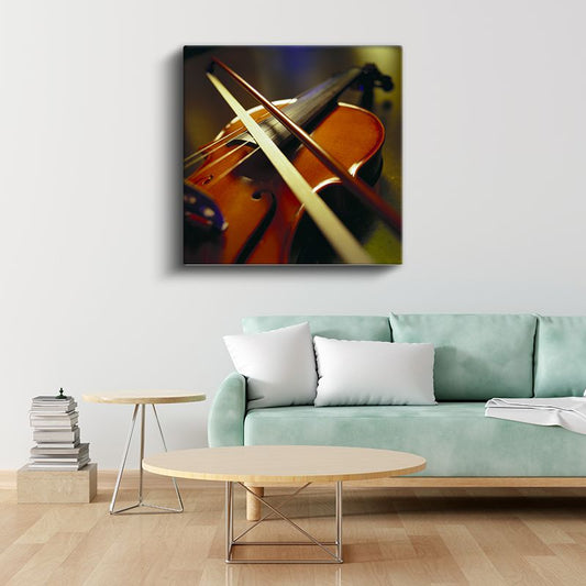 Keman Detayı - Yay ile Dans Eden Teller Kanvas Tablo