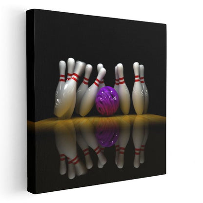 Bowling - Mor Top ve Beyaz Lobutlar Kanvas Tablo