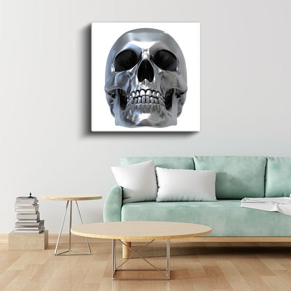 Metalik Kafatası - Modern Sanat Esintili Anatomi Kanvas Tablo