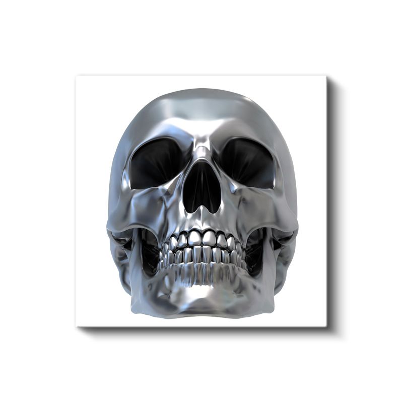 Metalik Kafatası - Modern Sanat Esintili Anatomi Kanvas Tablo
