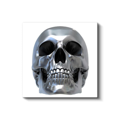 Metalik Kafatası - Modern Sanat Esintili Anatomi Kanvas Tablo
