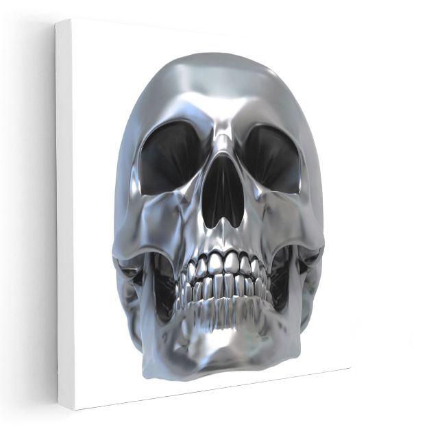 Metalik Kafatası - Modern Sanat Esintili Anatomi Kanvas Tablo