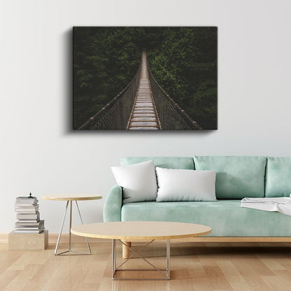 Asma Köprü - Ormanın Derinliklerine Uzanan Yol Kanvas Tablo