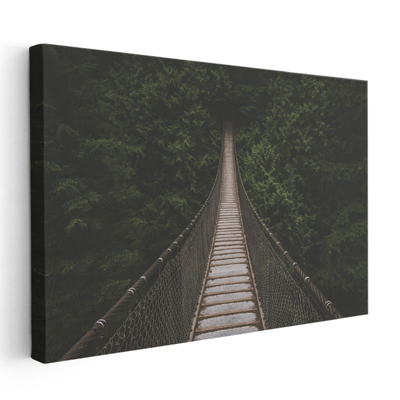 Asma Köprü - Ormanın Derinliklerine Uzanan Yol Kanvas Tablo