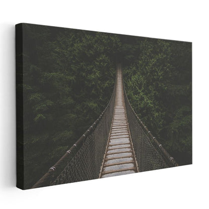 Asma Köprü - Ormanın Derinliklerine Uzanan Yol Kanvas Tablo