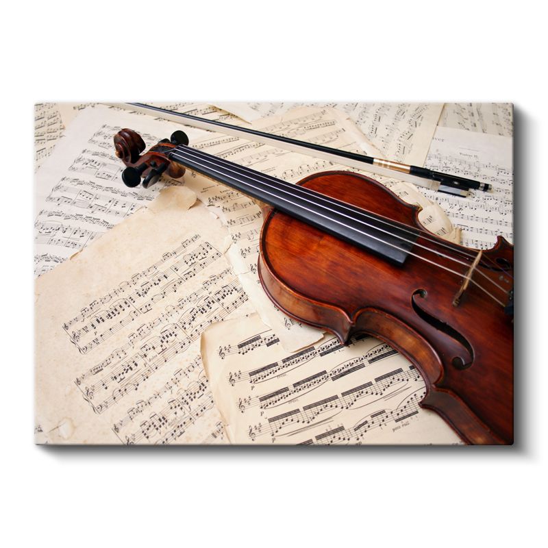 Müzik Notaları ve Keman - Klasik Sanat Eseri Kanvas Tablo