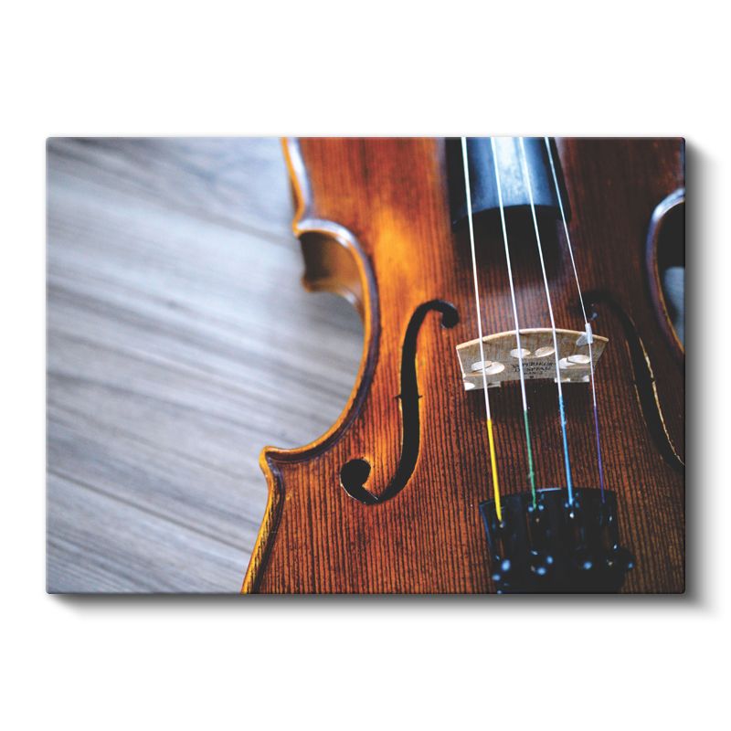 Keman Detayı - Ahşap Doku ve Teller Kanvas Tablo