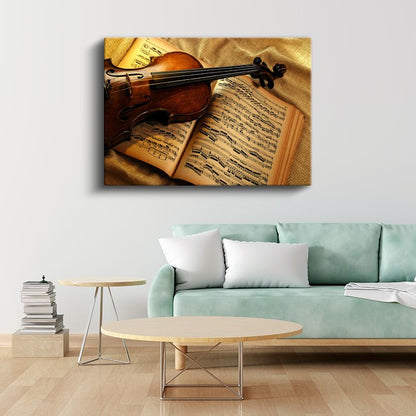 Nota Kitabı ve Keman - Müzik Mirası Kanvas Tablo
