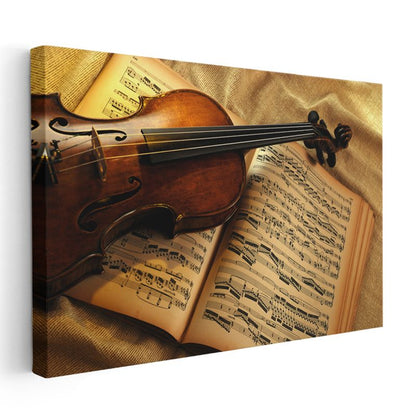 Nota Kitabı ve Keman - Müzik Mirası Kanvas Tablo