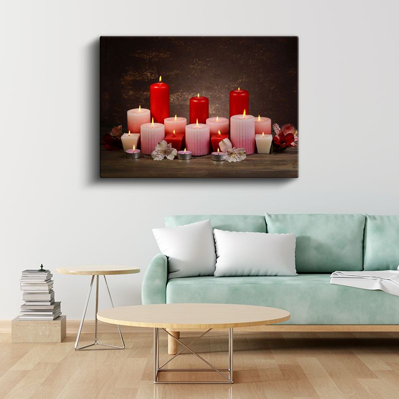 Romantik Mumlar - Sıcak Işık Kompozisyonu Kanvas Tablo
