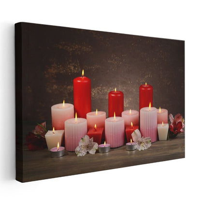 Romantik Mumlar - Sıcak Işık Kompozisyonu Kanvas Tablo