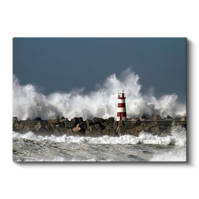 Fırtınalı Deniz Feneri - Dalgalara Meydan Okuyan Kanvas Tablo