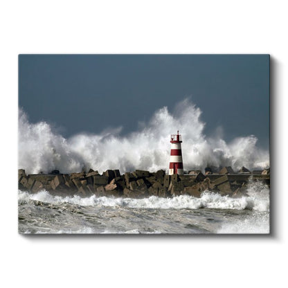 Fırtınalı Deniz Feneri - Dalgalara Meydan Okuyan Kanvas Tablo