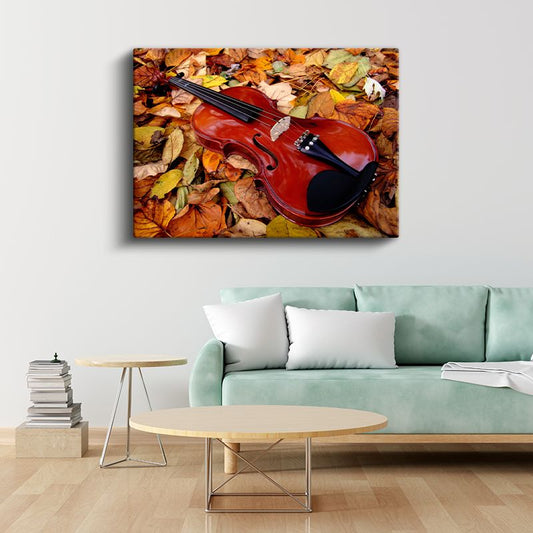 Sonbahar Kemanı - Yapraklar Arasında Müzik Kanvas Tablo