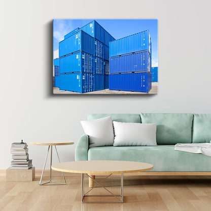 Mavi Konteynerler - Endüstriyel Mimari Kanvas Tablo