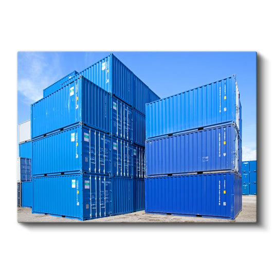 Mavi Konteynerler - Endüstriyel Mimari Kanvas Tablo