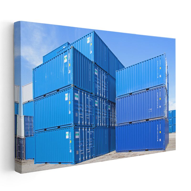 Mavi Konteynerler - Endüstriyel Mimari Kanvas Tablo