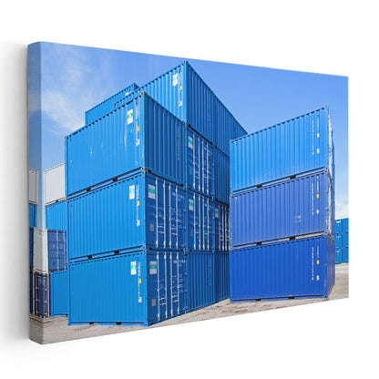 Mavi Konteynerler - Endüstriyel Mimari Kanvas Tablo