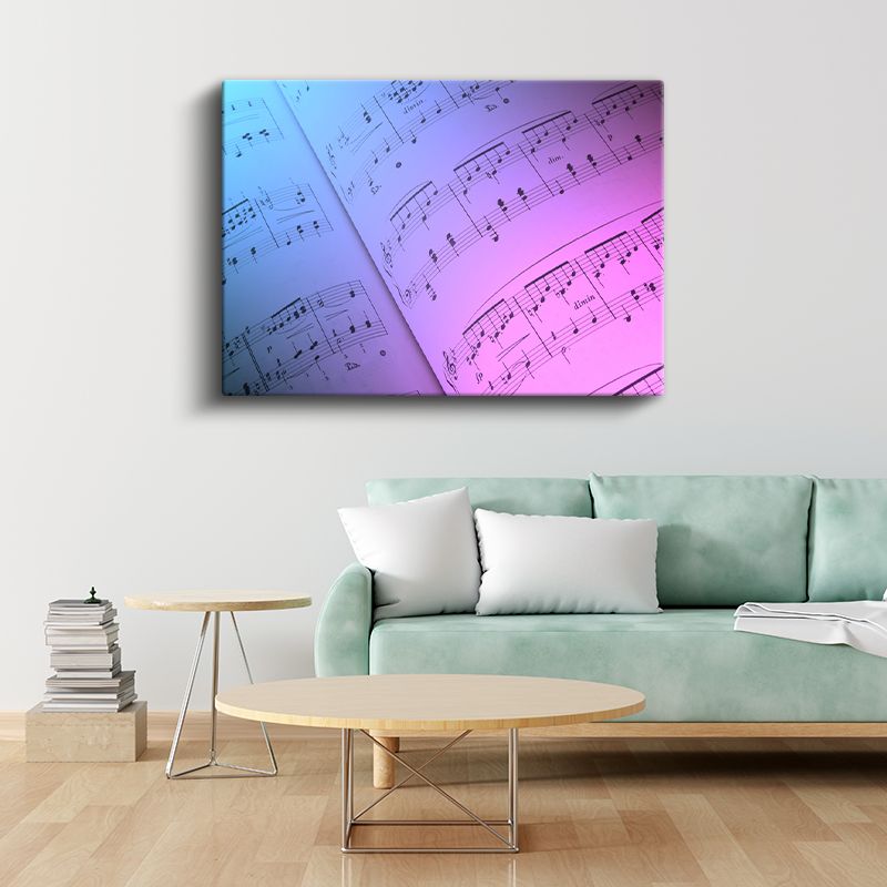 Müzik Notaları - Mavi Pembe Melodi Kanvas Tablo