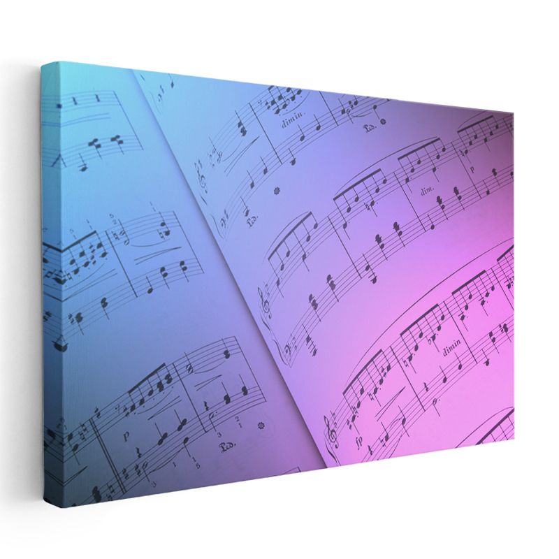 Müzik Notaları - Mavi Pembe Melodi Kanvas Tablo