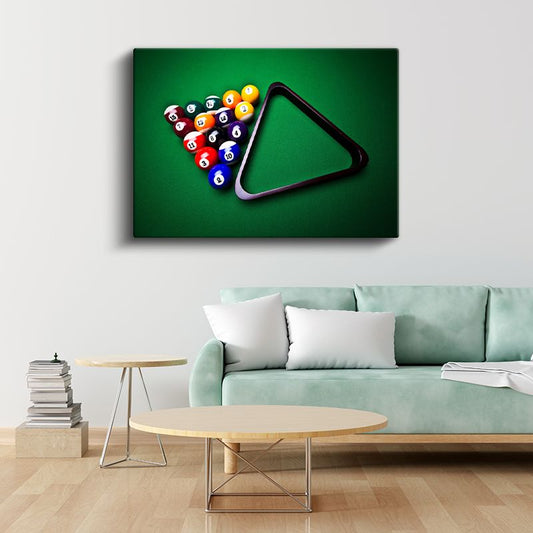 Bilardo Topları - Yeşil Masada Oyun Kanvas Tablo