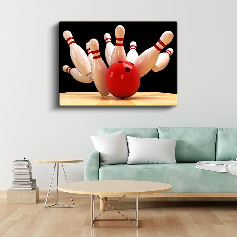 Bowling Vuruşu - Kırmızı Top Aksiyon Kanvas Tablo