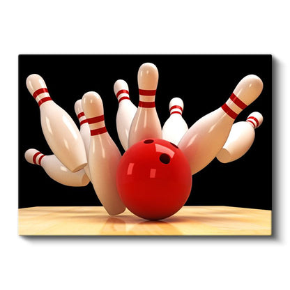 Bowling Vuruşu - Kırmızı Top Aksiyon Kanvas Tablo