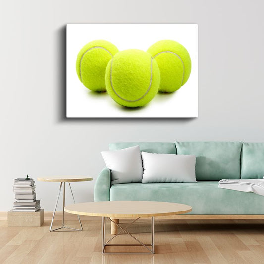 Tenis Topları - Parlak Spor Üçlemesi Kanvas Tablo