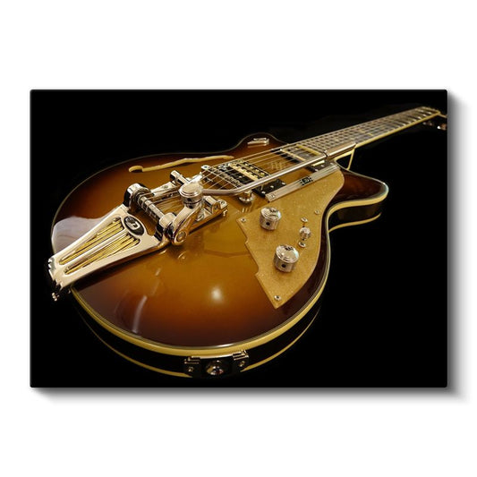 Vintage Gitar - Amber Tonlarında Müzik Kanvas Tablo