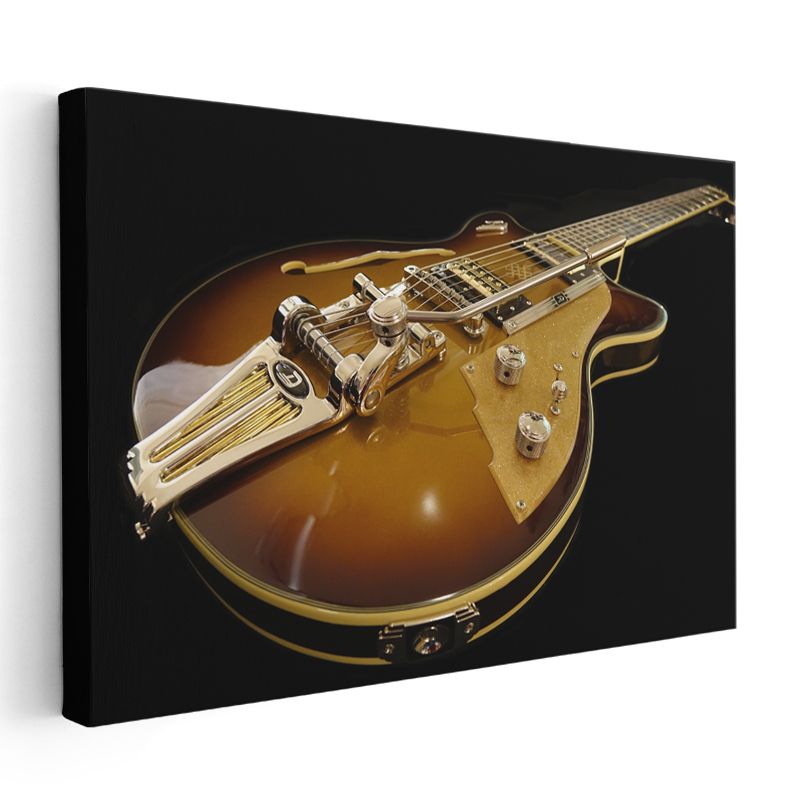 Vintage Gitar - Amber Tonlarında Müzik Kanvas Tablo
