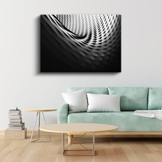 Modern Mimari - Siyah Beyaz Spiral Kanvas Tablo