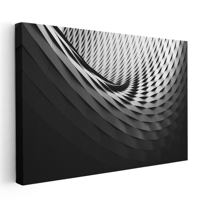 Modern Mimari - Siyah Beyaz Spiral Kanvas Tablo