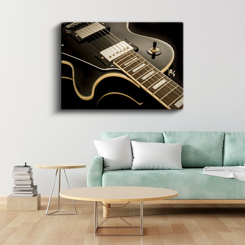 Klasik Gitar - Siyah Zarafet Kanvas Tablo