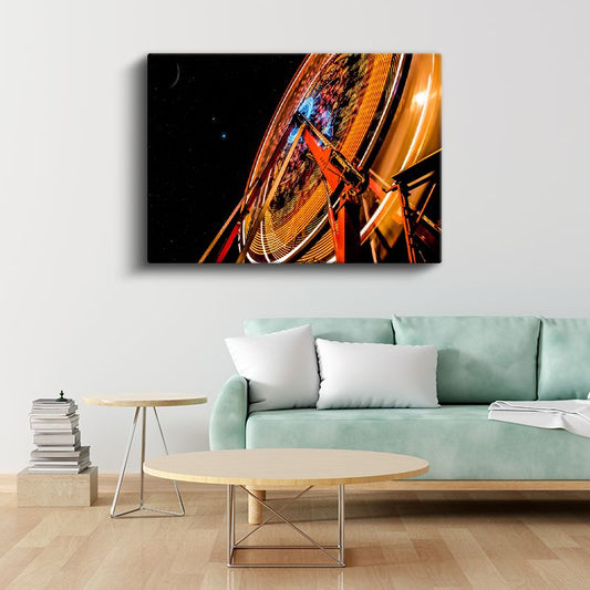 Dönme Dolap - Gece Gökyüzünde Işıltılı Anlar Kanvas Tablo