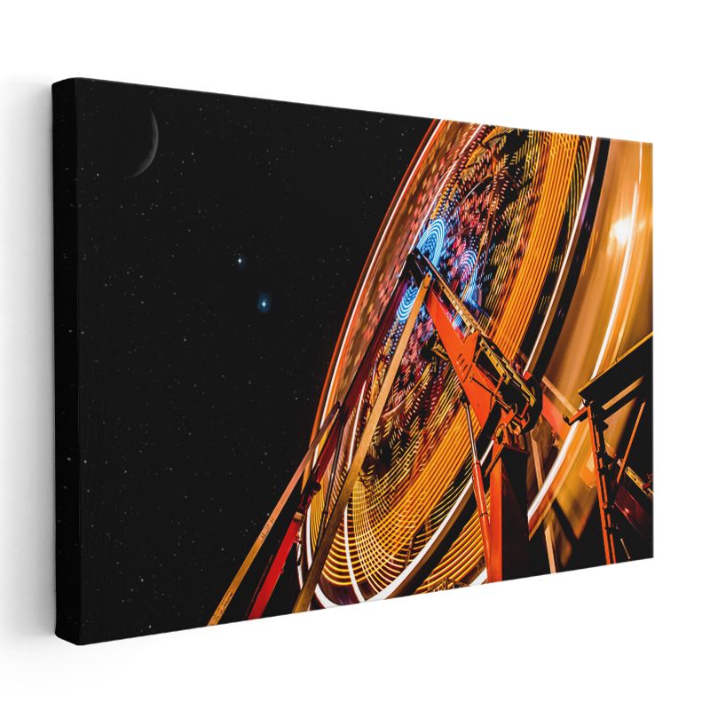 Dönme Dolap - Gece Gökyüzünde Işıltılı Anlar Kanvas Tablo