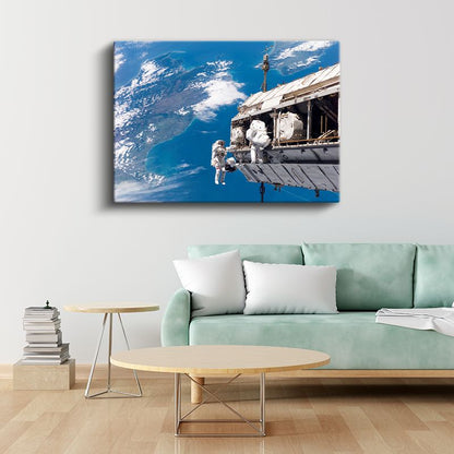 Uzay Yürüyüşü - Dünya Manzarasında Astronot Kanvas Tablo