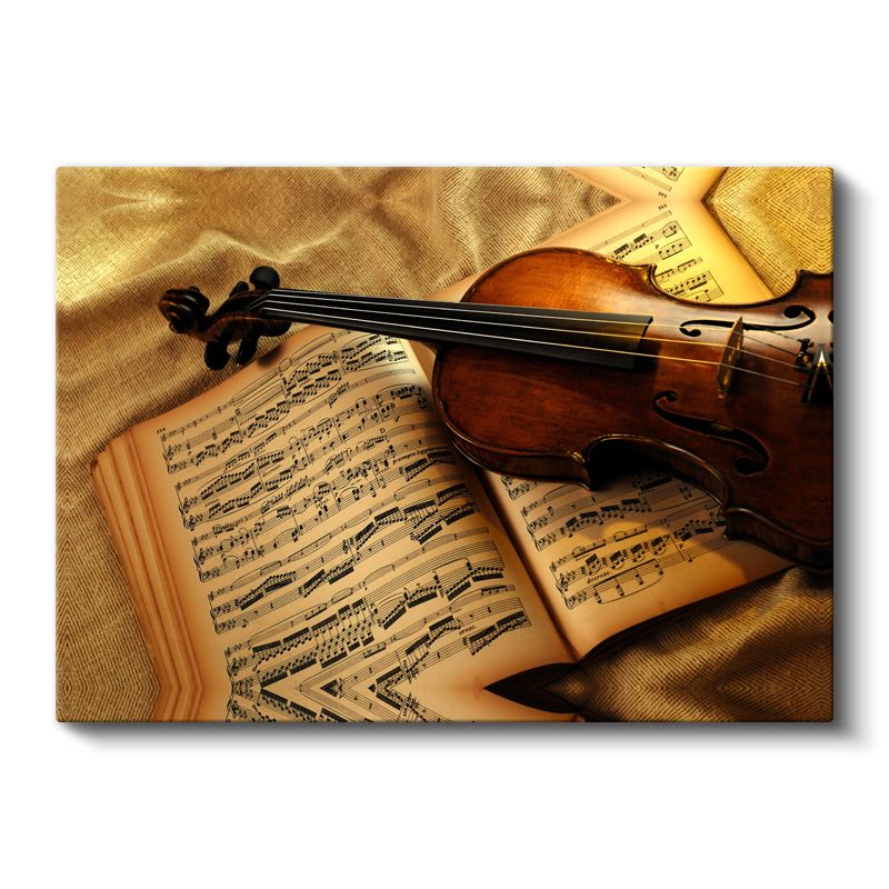 Klasik Keman - Nostaljik Nota Sayfaları Üzerinde Müziğin Ruhu Kanvas Tablo